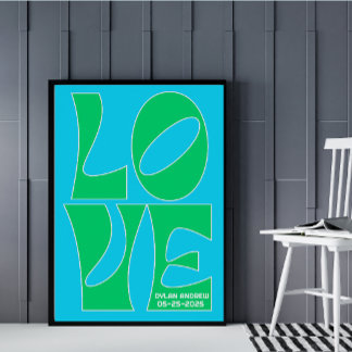Gepersonaliseerde Blauw en Groen LIEFDE Kwekerij P Poster
