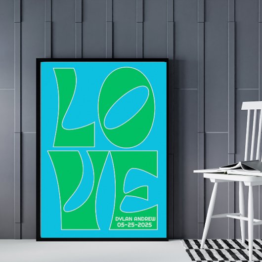 Gepersonaliseerde Blauw en Groen LIEFDE Kwekerij P Poster