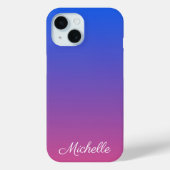 Gepersonaliseerde blauw en roze ombre gradiënt Case-Mate iPhone case (Achterkant)