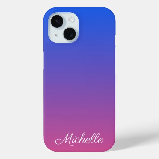 Gepersonaliseerde blauw en roze ombre gradiënt Case-Mate iPhone case (Achterkant)