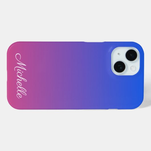 Gepersonaliseerde blauw en roze ombre gradiënt Case-Mate iPhone case (Achterkant (horizontaal))