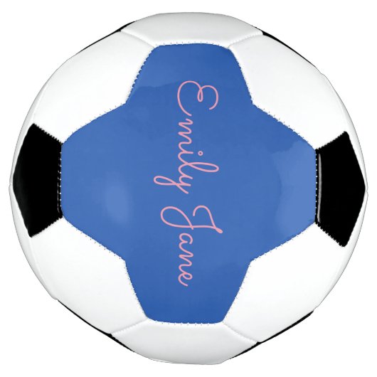 Gepersonaliseerde Blauw en Roze Script Naam Aangep Voetbal (Gedraaid)