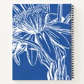 Gepersonaliseerde Blauw en Wit  Bloemen Chic Notitieboek (Achterkant)