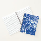 Gepersonaliseerde Blauw en Wit  Bloemen Chic Notitieboek (Binnen)