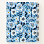 Gepersonaliseerde Blauw en Wit Bloemen Receptenboe Notitieboek (Achterkant)