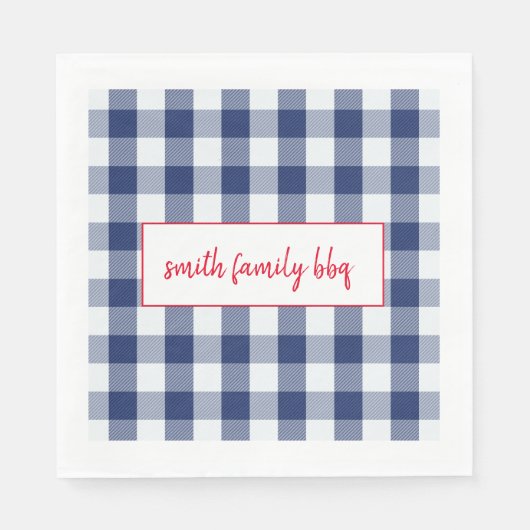 Gepersonaliseerde Blauw en Wit Buffalo Plaid serve Servet (Voorkant)