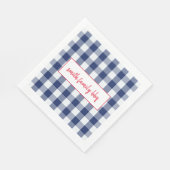 Gepersonaliseerde Blauw en Wit Buffalo Plaid serve Servet (Hoek)