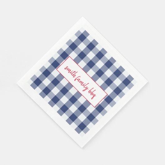 Gepersonaliseerde Blauw en Wit Buffalo Plaid serve Servet (Hoek)