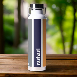 Gepersonaliseerde Blauw Geel Gestreepte Waterfles