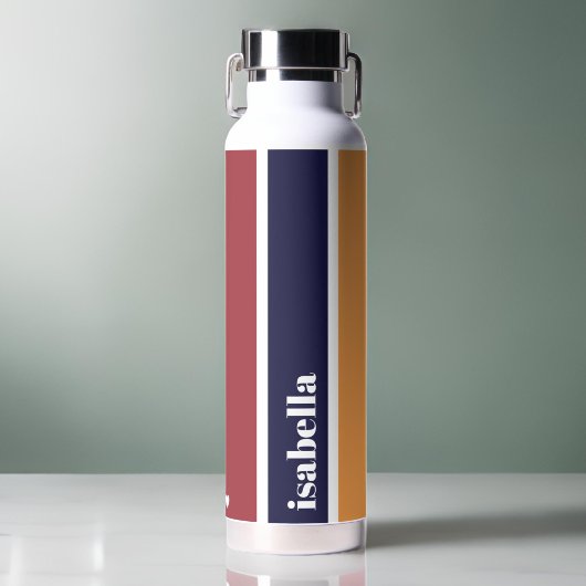 Gepersonaliseerde Blauw Geel Rood Gestreepte Water Waterfles