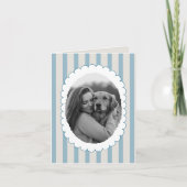 Gepersonaliseerde blauw gestreepte foto Golden Ret Bedankkaart (Voorkant)