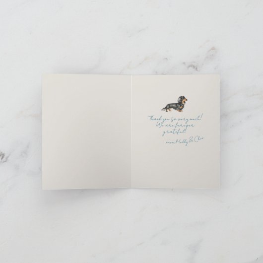 Gepersonaliseerde blauw gestreepte huisdier foto t bedankkaart (Binnen)