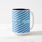 Gepersonaliseerde blauw gestreepte Mok met elegant (Voorkant rechts)