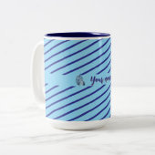 Gepersonaliseerde blauw gestreepte Mok met elegant (Voorkant links)