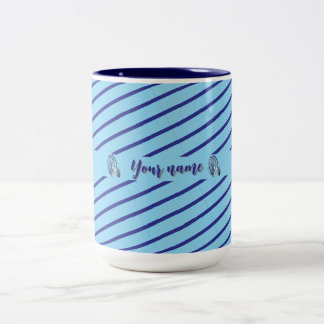 Gepersonaliseerde blauw gestreepte Mok met elegant