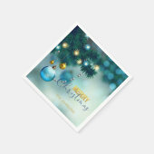 Gepersonaliseerde Blauw Goud Baubles Tree KERSTMIS Servet (Hoek)