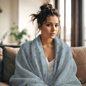 Gepersonaliseerde Blauw Goud Sterren Sherpa Deken