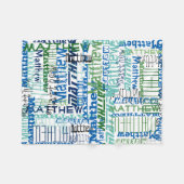 Gepersonaliseerde blauw/groen aangepaste naam Coll Fleece Deken (Voorkant (Horizontaal))