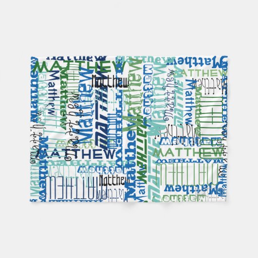 Gepersonaliseerde blauw/groen aangepaste naam Coll Fleece Deken (Voorkant (Horizontaal))