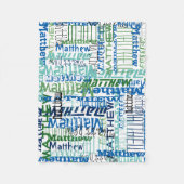 Gepersonaliseerde blauw/groen aangepaste naam Coll Fleece Deken (Voorkant)
