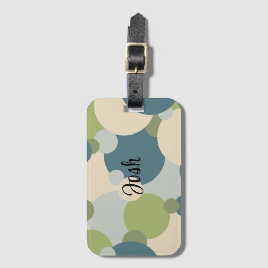 Gepersonaliseerde blauw-groene moleculen bagagelab bagagelabel (Voorkant (verticaal))