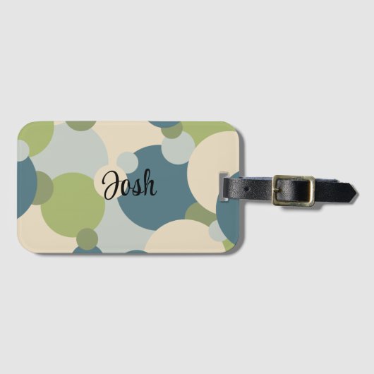 Gepersonaliseerde blauw-groene moleculen bagagelab bagagelabel (Voorkant (horizontaal))