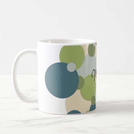 Gepersonaliseerde blauw-groene moleculen koffiemok (Links)