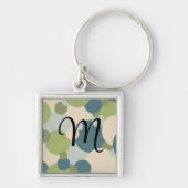 Gepersonaliseerde blauw-groene moleculen sleutelha sleutelhanger (Voorkant)