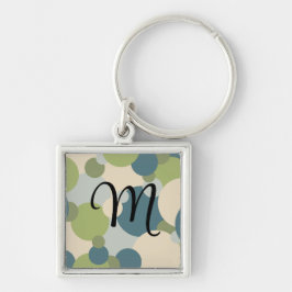 Gepersonaliseerde blauw-groene moleculen sleutelha sleutelhanger