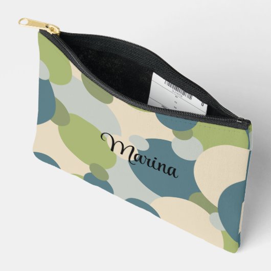 Gepersonaliseerde blauw-groene moleculen toilettas etui (Open)