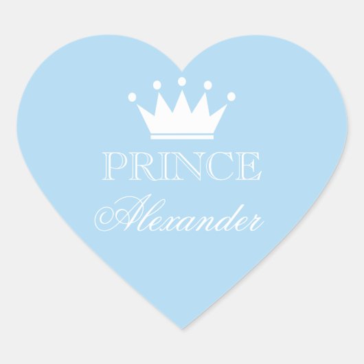 Gepersonaliseerde blauw hart baby shower stickers (Voorkant)