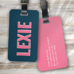 Gepersonaliseerde Blauw Roze Monogram Shadow Bagagelabel<br><div class="desc">Versterk uw bagage met dit persoonlijke ontwerp dat perfect is voor reizigers</div>