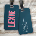 Gepersonaliseerde Blauw Roze Monogram Shadow Bagagelabel<br><div class="desc">Versterk uw bagage met dit persoonlijke ontwerp dat perfect is voor reizigers</div>