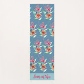 Gepersonaliseerde Blauw Sinaasappel Roze Bloem Yogamat (Voorkant)
