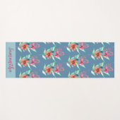 Gepersonaliseerde Blauw Sinaasappel Roze Bloem Yogamat (Voorkant (horizontaal))