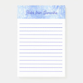 Gepersonaliseerde Blauw-Wit Abstracte Post it Note (Voorkant)