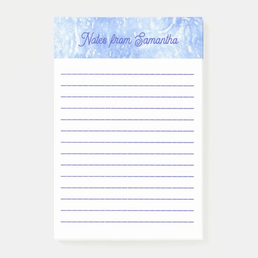 Gepersonaliseerde Blauw-Wit Abstracte Post it Note (Voorkant)