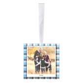 Gepersonaliseerde blauw wit geplakte foto kerst decoratie (Rechts)