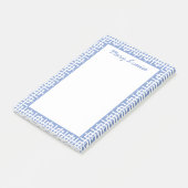 Gepersonaliseerde Blauw & Wit Griekse Sleutel Post-it® Notes (Schuin)
