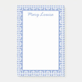 Gepersonaliseerde Blauw & Wit Griekse Sleutel Post-it® Notes (Voorkant)