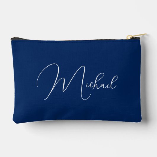 Gepersonaliseerde Blauw Wit Monogram Cosmetische M Etui (Achterkant)