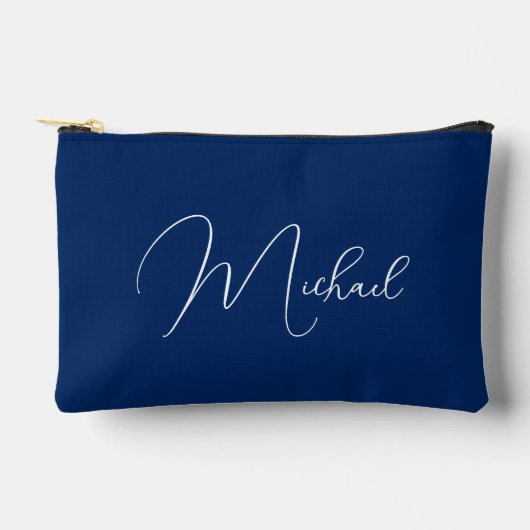 Gepersonaliseerde Blauw Wit Monogram Cosmetische M Etui (Voorkant)