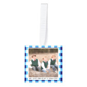 Gepersonaliseerde Blauw Wit Plaid Kerstmis Foto Decoratie (Voorkant)