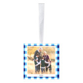 Gepersonaliseerde Blauw Wit Plaid Kerstmis Foto Decoratie (Rechts)
