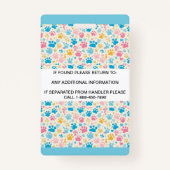 Gepersonaliseerde blauw Wit Service Hond Foto-ID Badge (Achterkant)