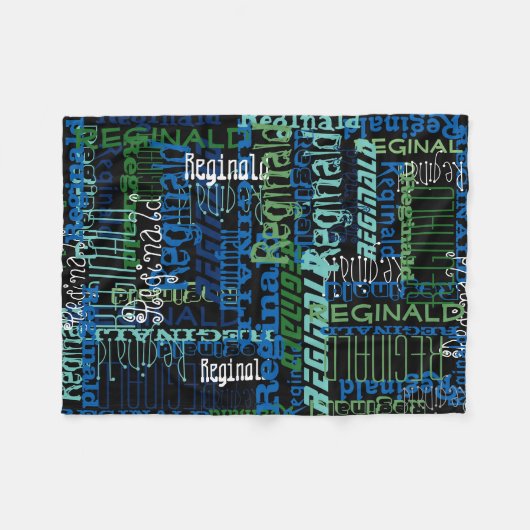 Gepersonaliseerde blauw/zwart aangepaste naam Coll Fleece Deken (Voorkant (Horizontaal))