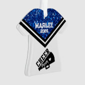 Gepersonaliseerde Blauw & Zwart Cheer Mom Ornament (voorkant)
