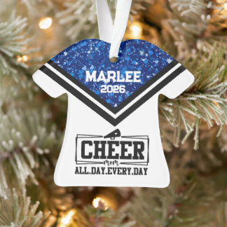 Gepersonaliseerde Blauw & Zwart Cheer Mom Ornament