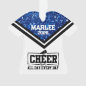 Gepersonaliseerde Blauw & Zwart Cheer Mom Ornament (voorkant)