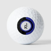 Gepersonaliseerde Blauw Zwart Monogram Golfballen (Voorkant)